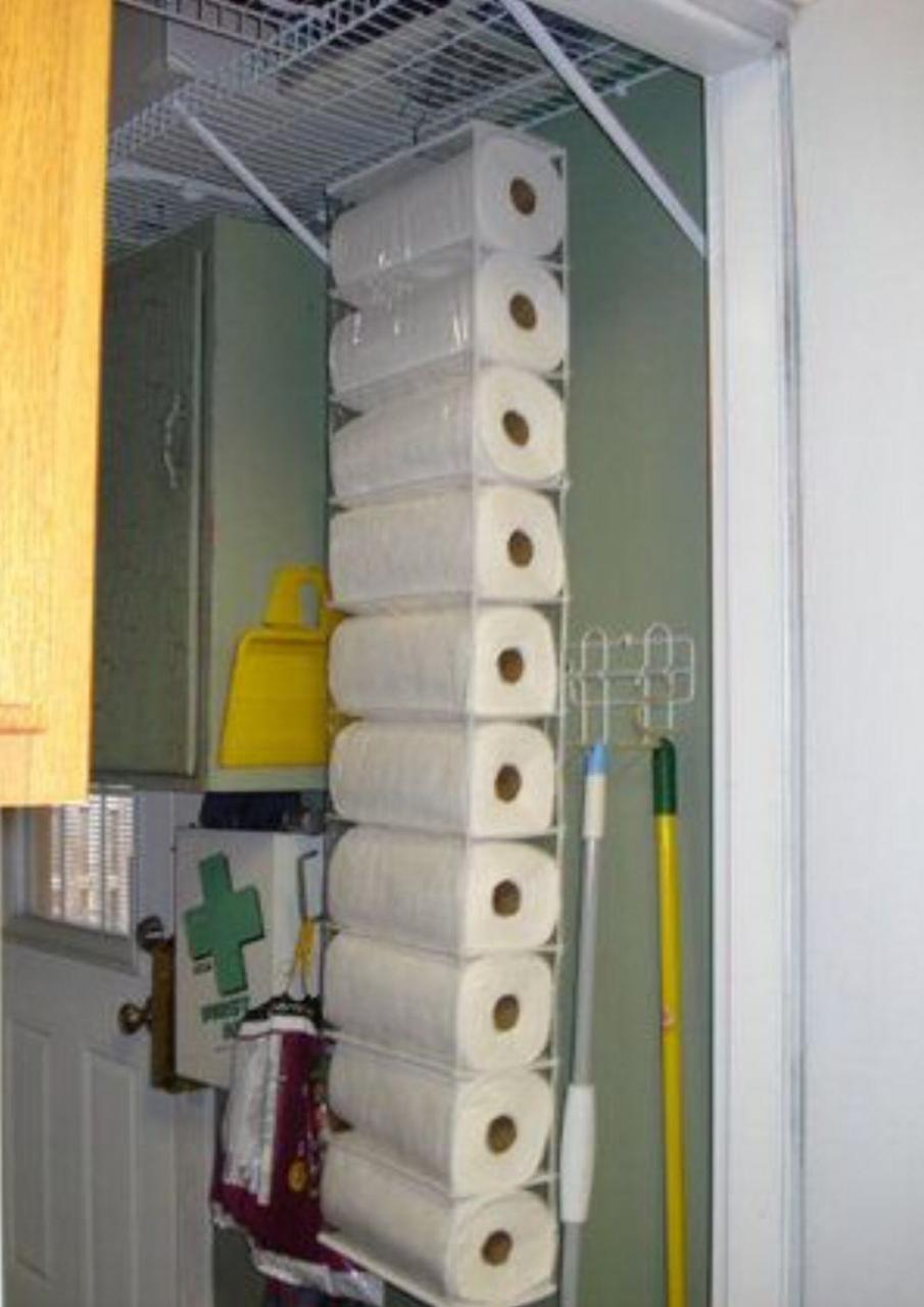 Paper towel organizer! Shoe storage organizer repurposed! Planer