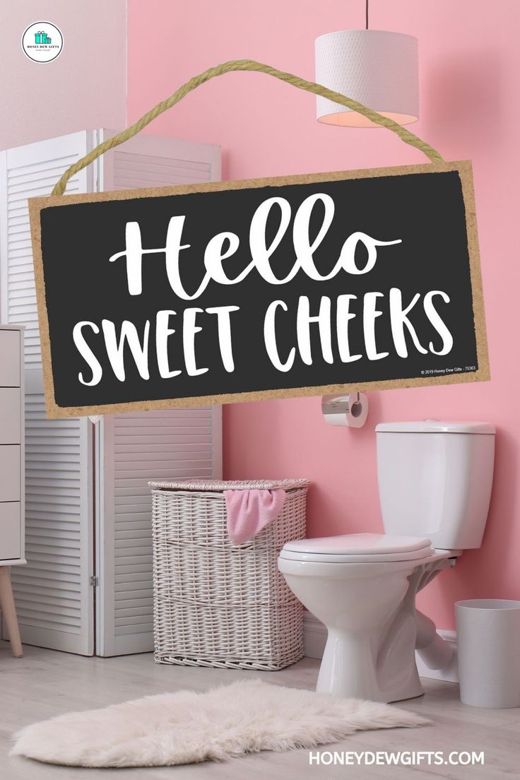 Hello Sweet Cheeks, Inappropriate Funny Bathroom Wall Decor Sign