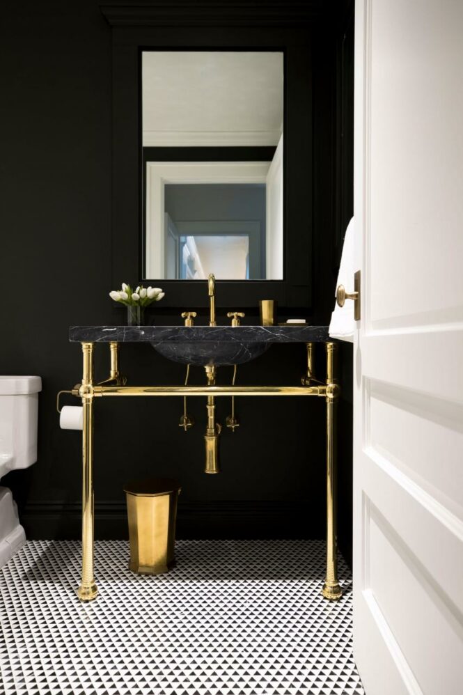 Powder Room Design SHOPHOUSE Gold bathroom decor, Black and gold