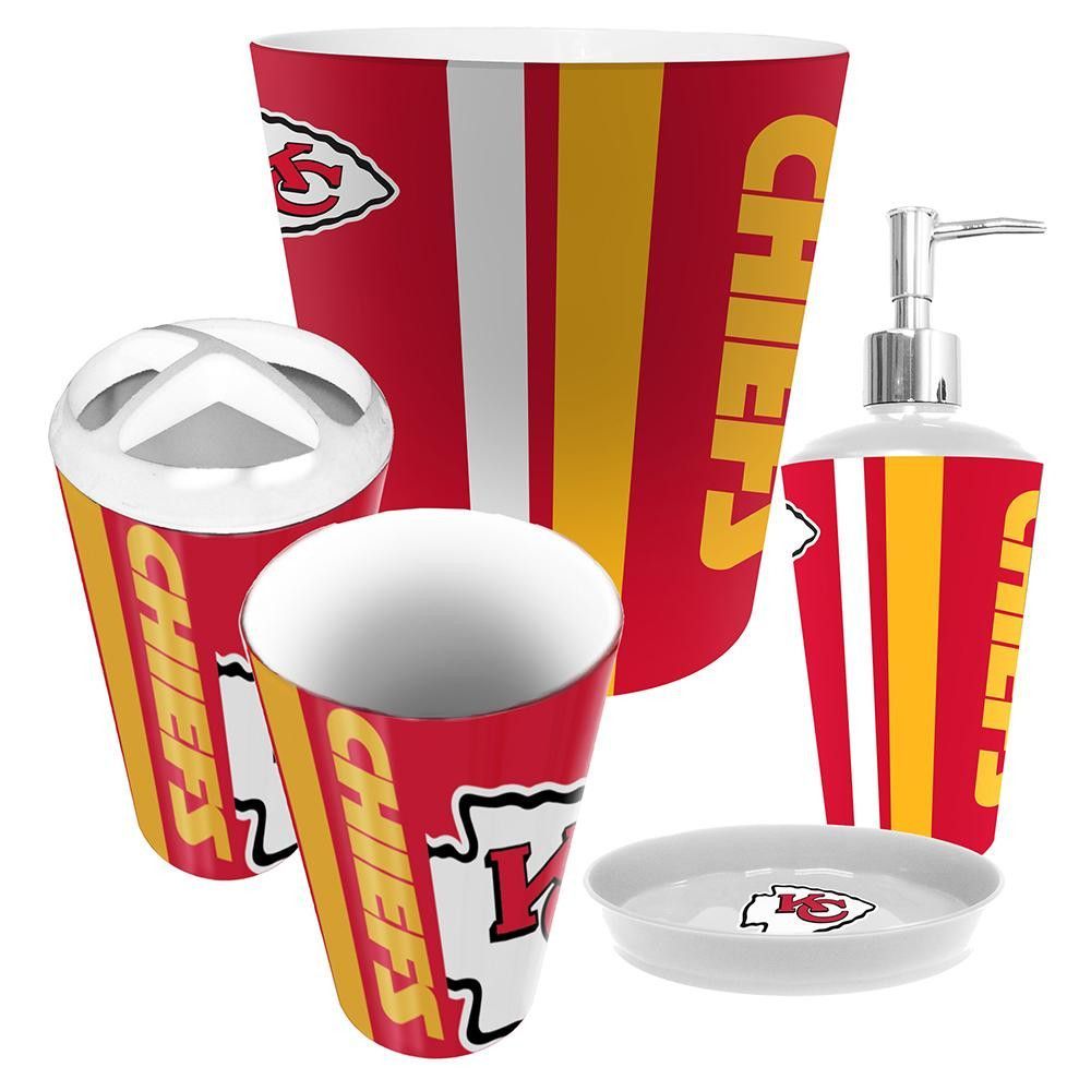 Kansas City Chiefs NFL Complete Bathroom Accessories 5pc Set Bathroom