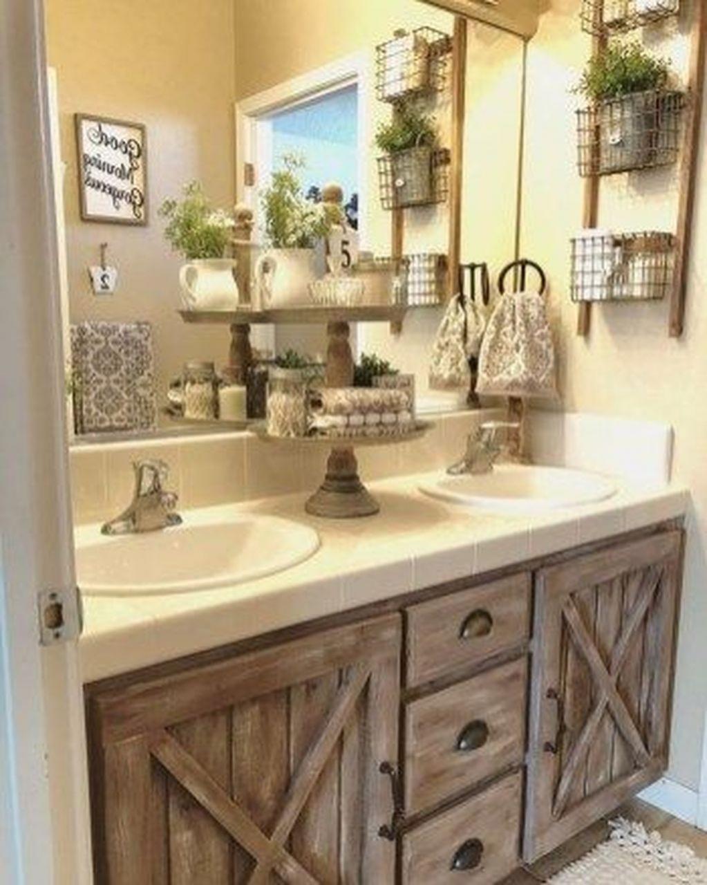 44 Affordable Farmhouse Bathroom Design Ideas HOMYHOMEE