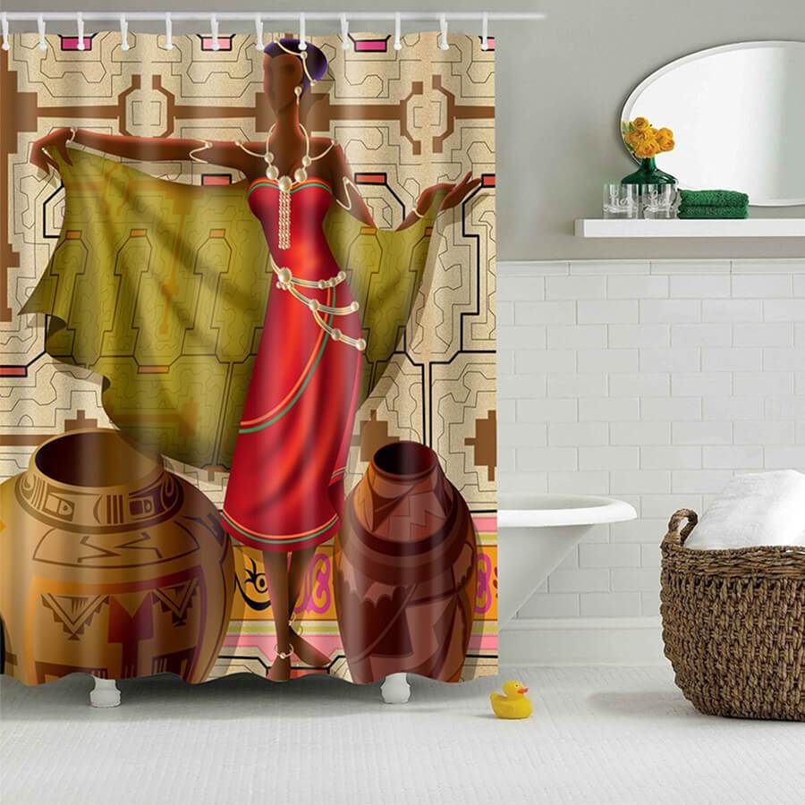 African American Shower Curtain Afro Lady Beautiful Afrocentric Black
