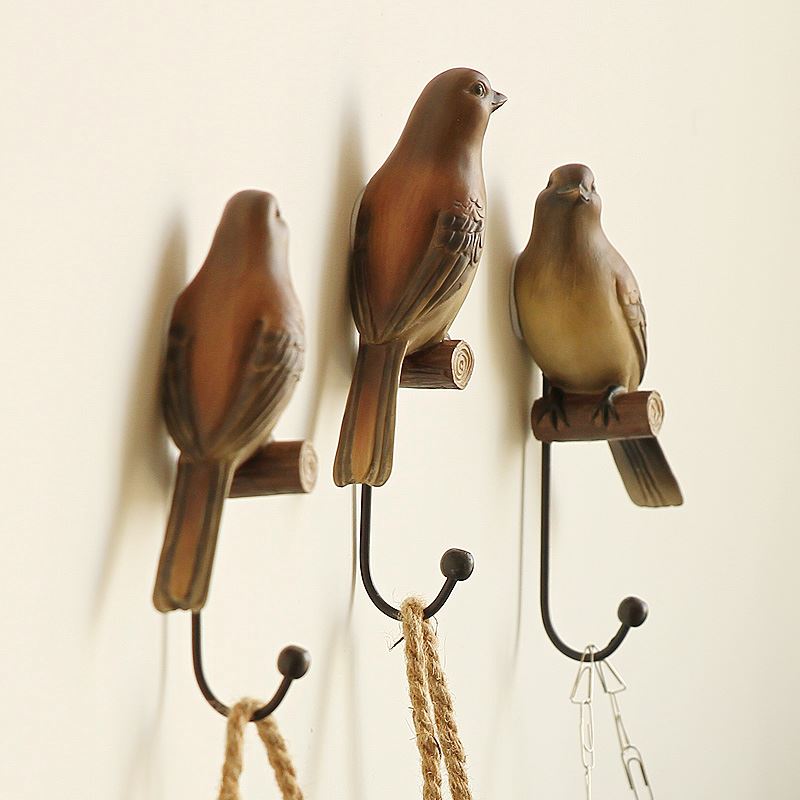 American Decorative Hook Bird Creative Resin Animal Model Bathroom Wall