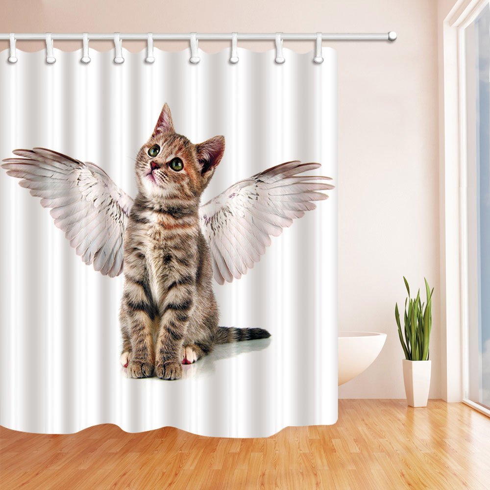 Animal Cat Shower Curtain Beautiful Lovely Cat With Wings For Cat