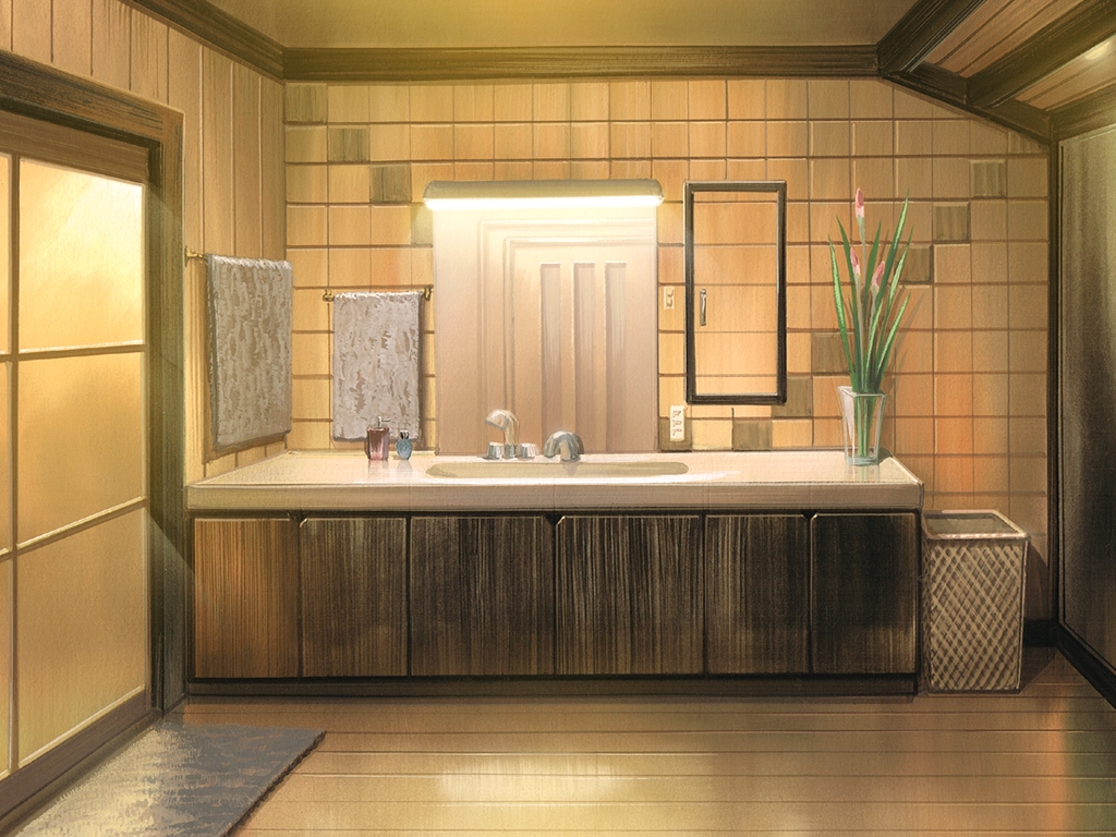 Anime Landscape Nice & Warm Bathroom (Anime Background)
