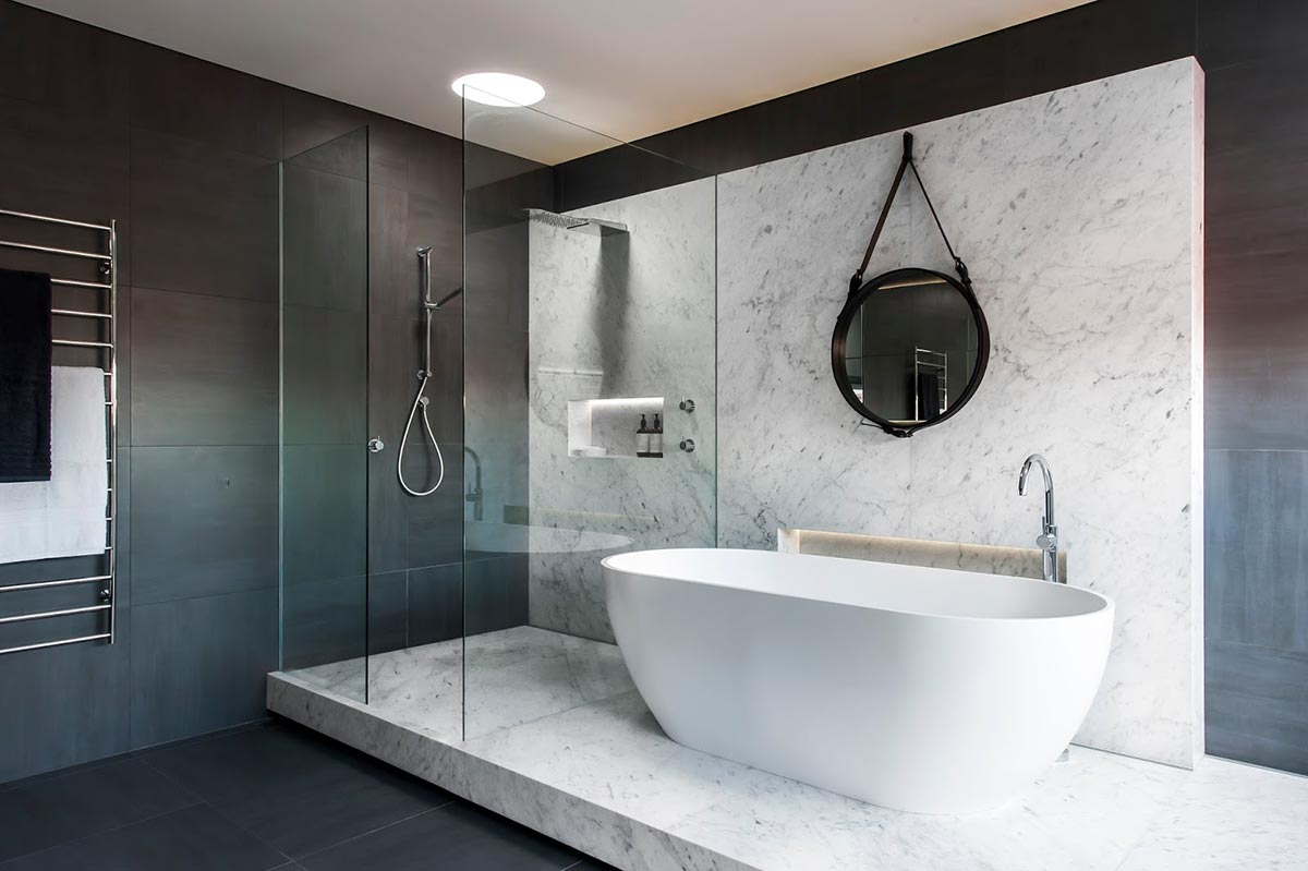 Awardwinning monochromatic Bathroom by Minosa Design