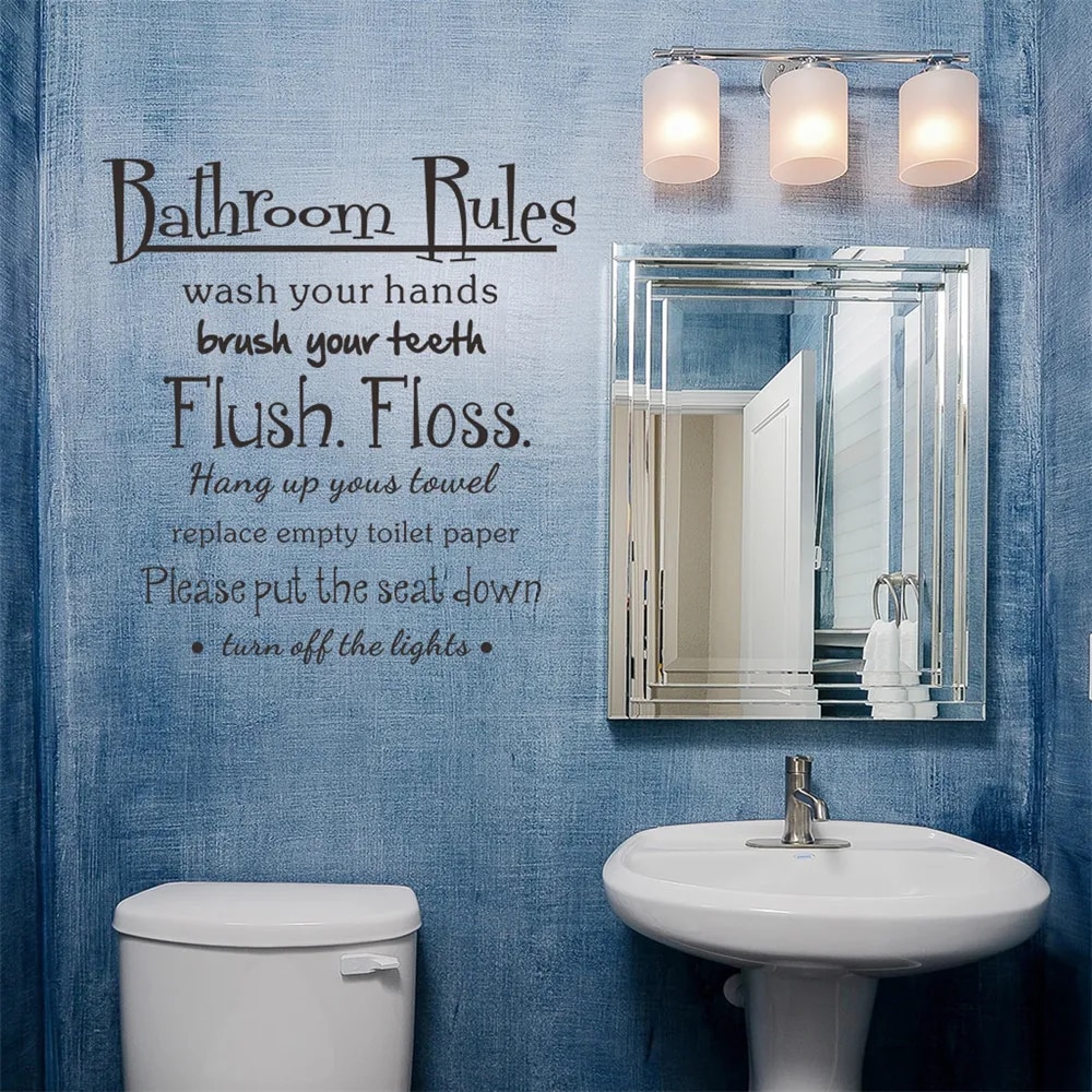 Bathroom Rules Wash Vinyl Wall Home Decor Decal Quote Room