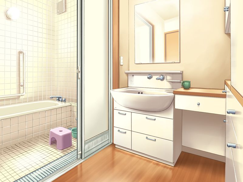 Anime Landscape Nice Japanese Bathroom (Anime Background)