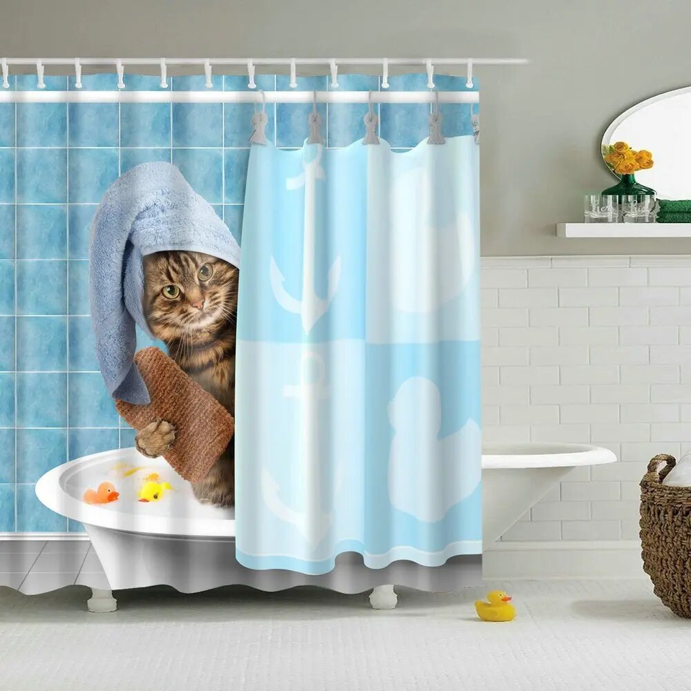 CHARMHOME Animals Funny Kitten Cat Bathing Decor Bathroom Shower