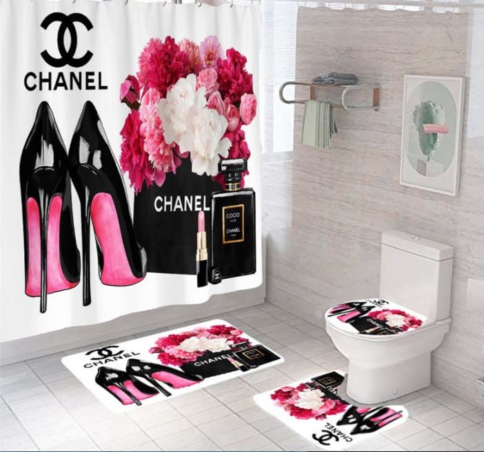 Coco Chanel Signature Accessories Bathroom Shower Curtain Set REVER LAVIE