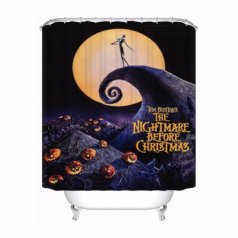 Custom Waterproof Shower Curtain Nightmare Before Christmas Printed