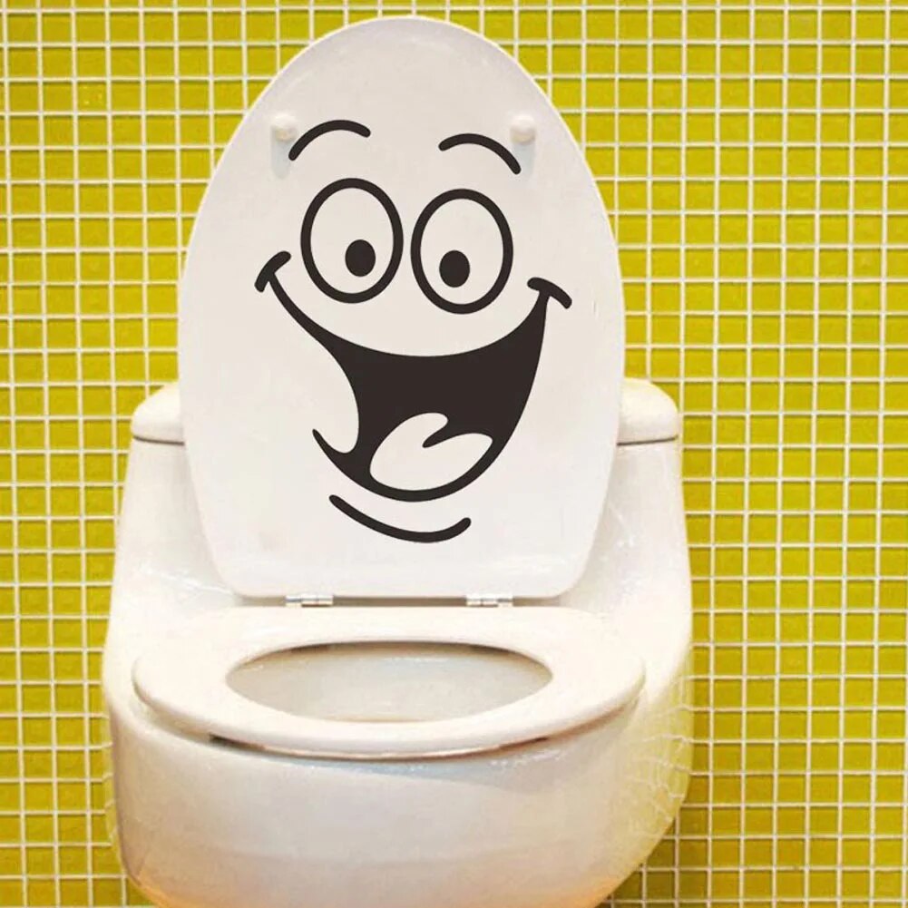 Cute Smiley Face Toilet Stickers Funny Bathroom Decal Seat Decor