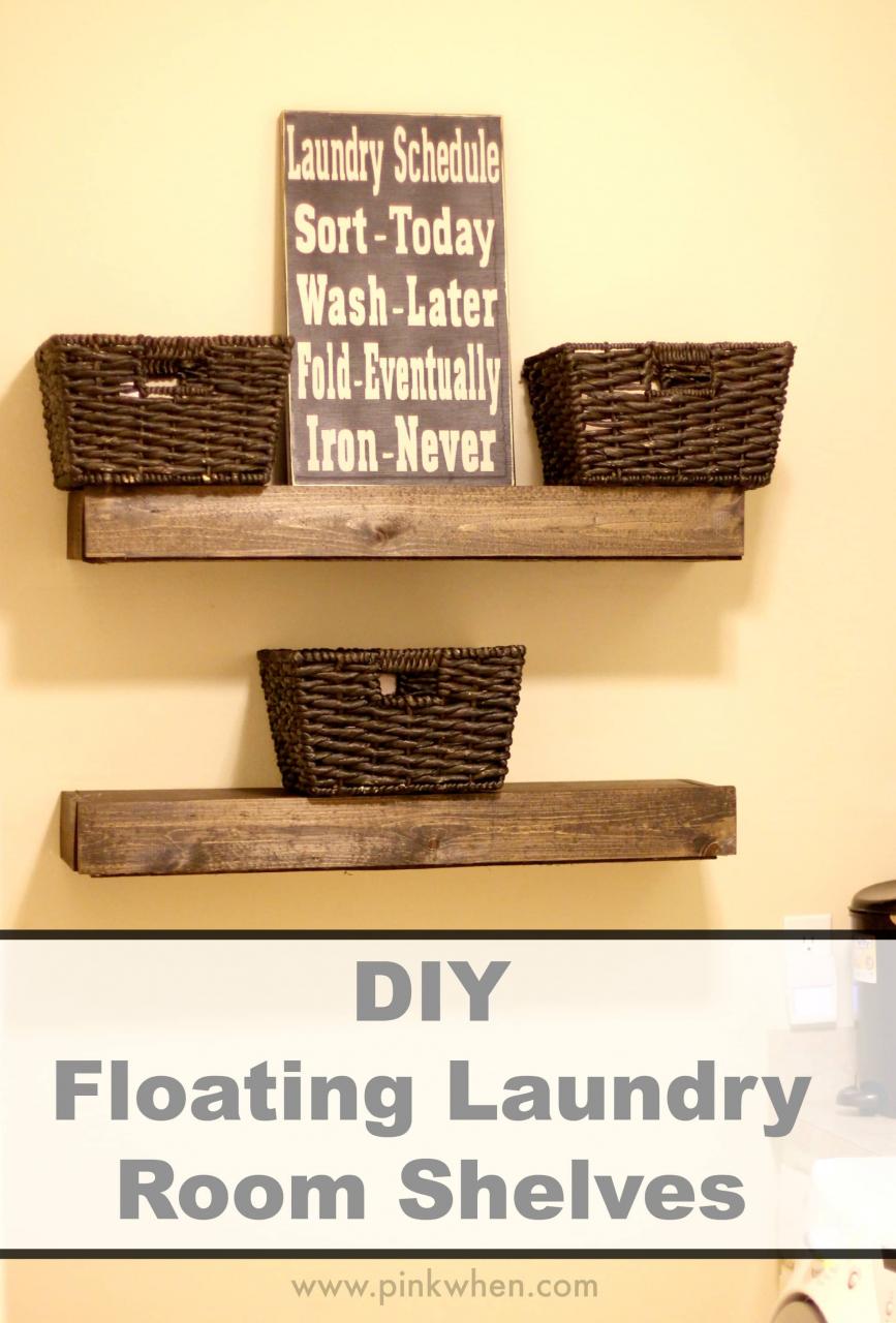 DIY Floating Laundry Room Shelves PinkWhen