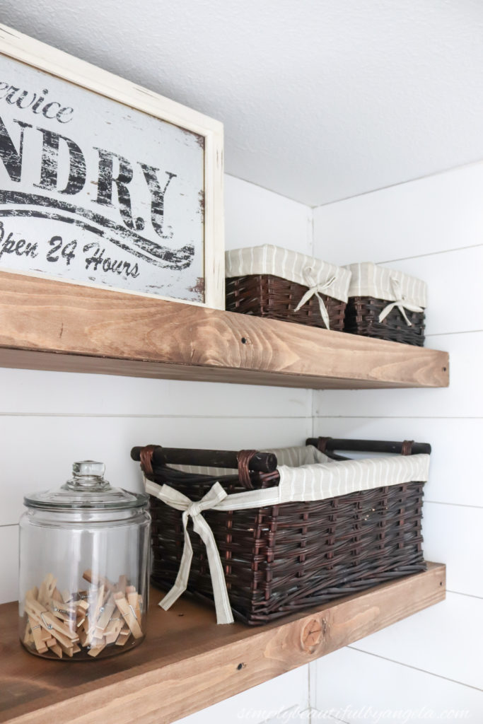 DIY Rustic Farmhouse Laundry Room Shelves