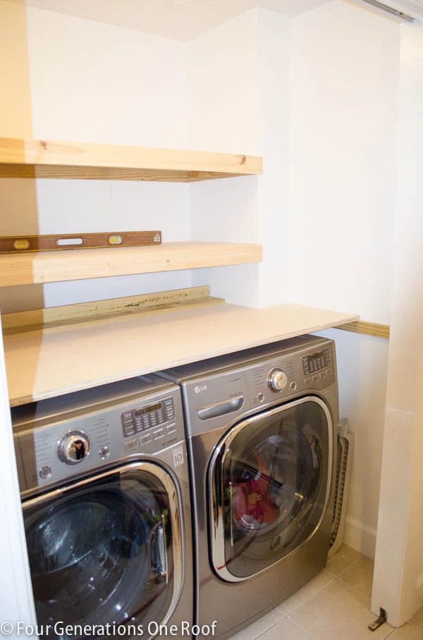 DIY Floating Shelves {laundry room} Four Generations One Roof