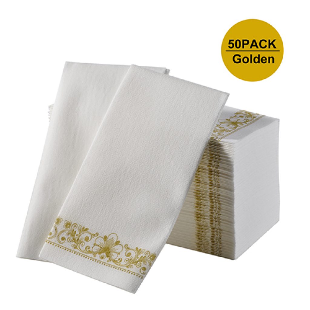 Gold Napkins & Guest Linen Paper Hand Towels for Bathroom Decorative