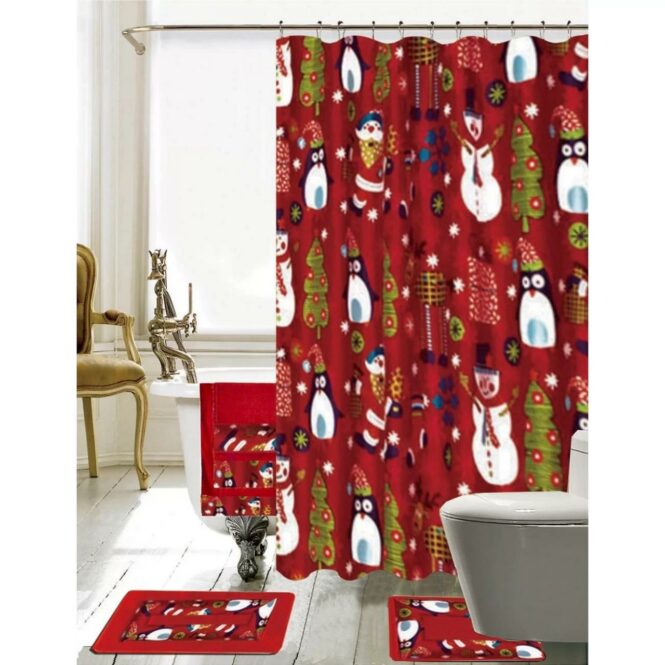 Daniels Bath Christmas Bathroom Decor 18 Piece Shower Curtain Set