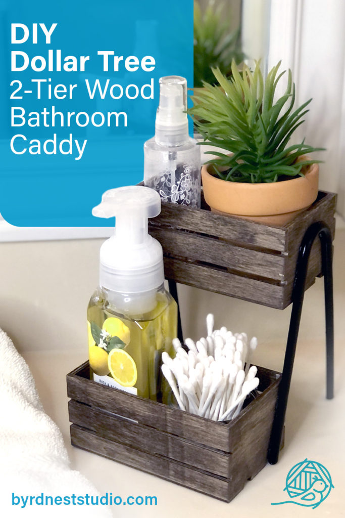 Dollar Tree DIY 2Tier Wood Bathroom Caddy Organization Farmhouse