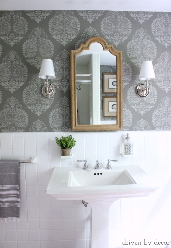 Our Stenciled Bathroom Budget Makeover Reveal! Driven by Decor