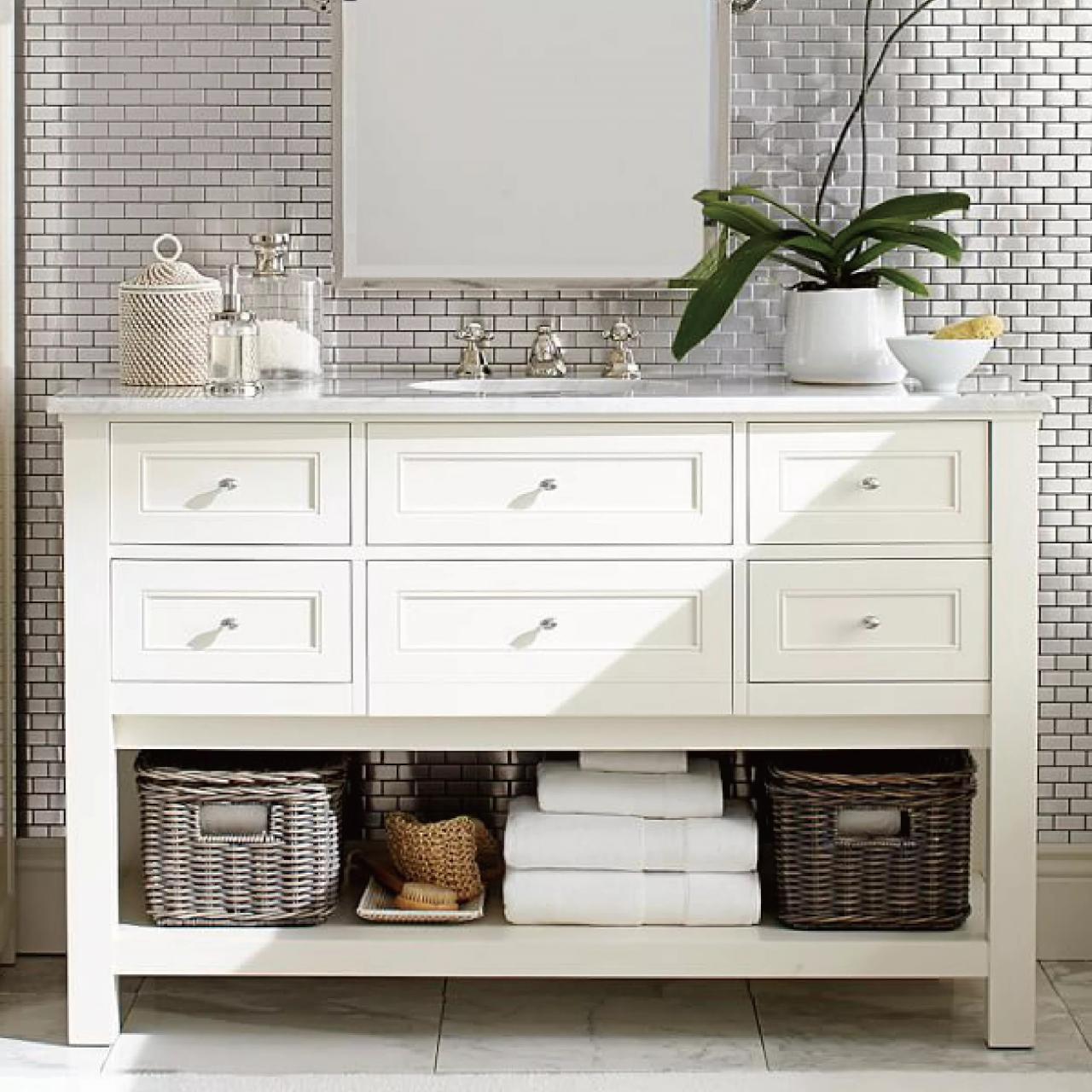 Modern Floor Standing Bathroom Furniture Lacquer Finish White