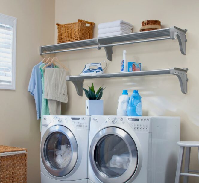 Expandable Laundry Room Shelving Kit EZ Shelf