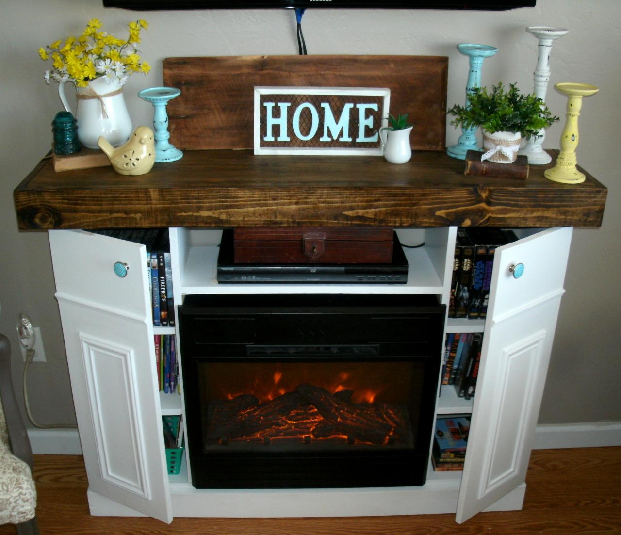 DIY Faux Fireplace Mantle with Hidden Storage Ana White