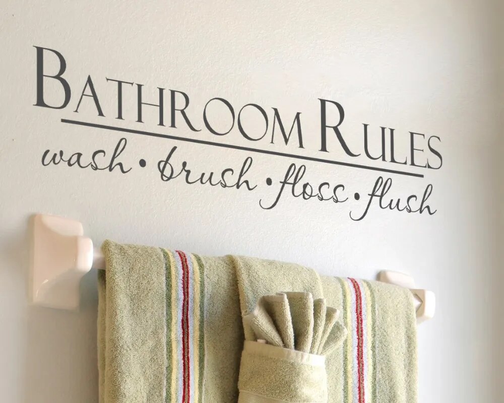 High Quality Bathroom Wall Decal Quotes Bathroom Rules Wash Brush Floss