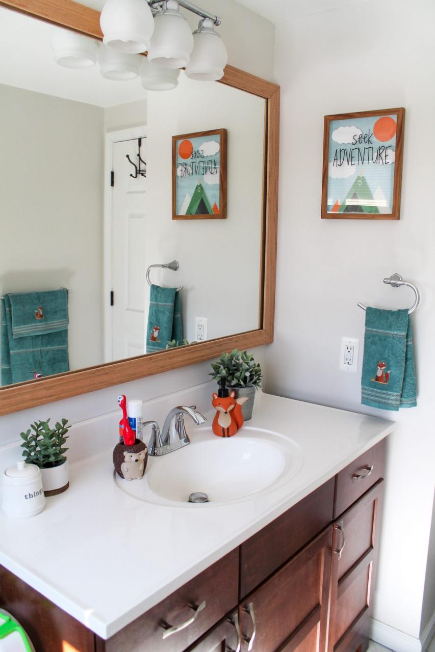 BudgetFriendly Woodland Themed Kids Bathroom Makeover