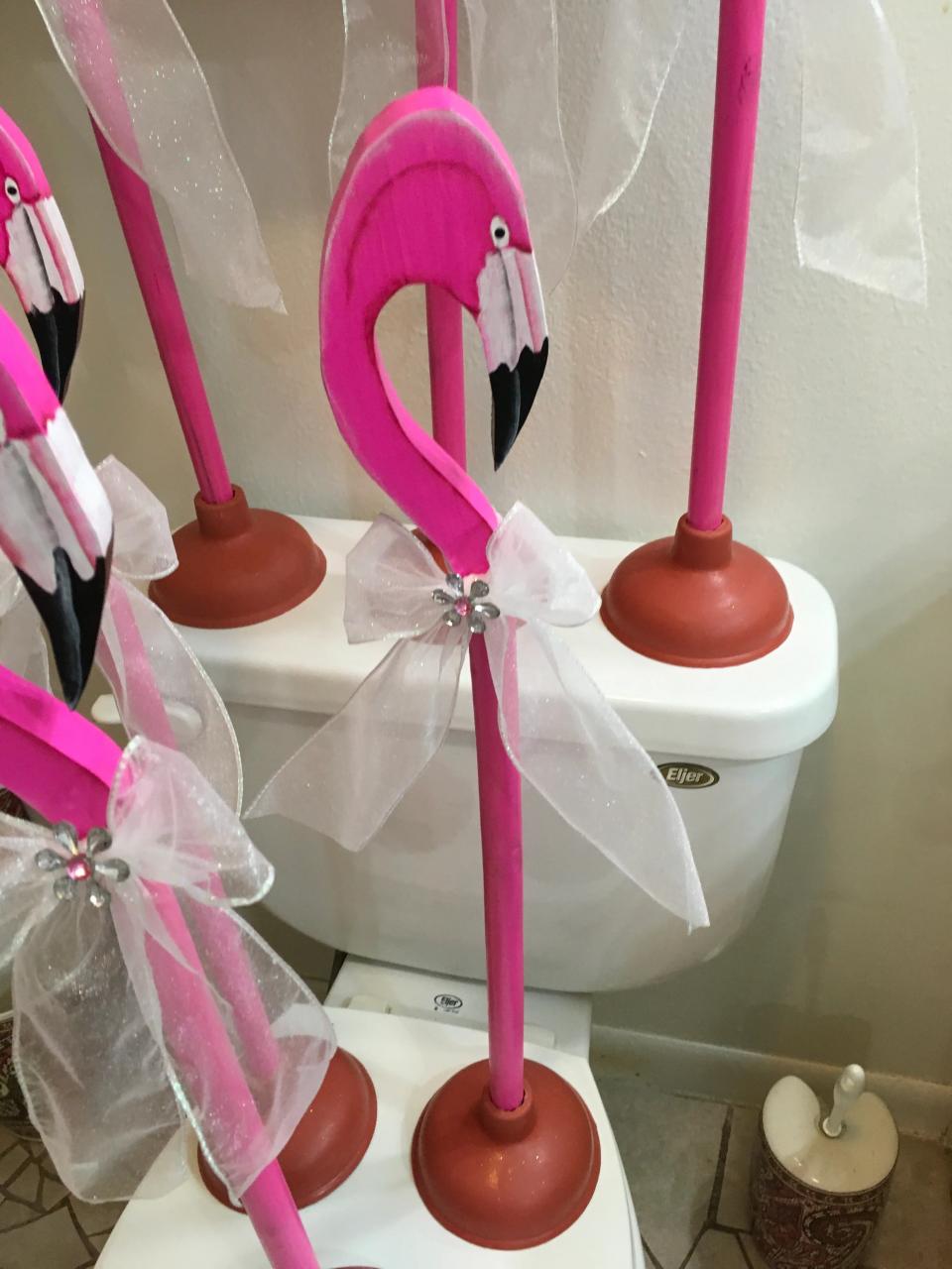 Plunger Flamingo Florida Hot Pink Upcycled Bathroom Decor Handmade