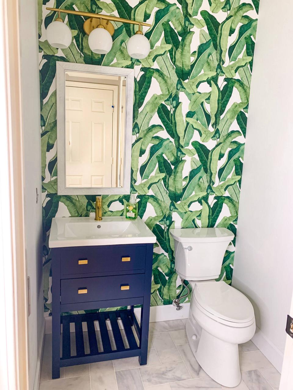 Coastal Palm Leaf Bathroom Renovation Reveal Anna Danigelis