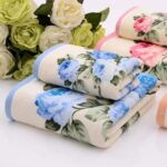 JZGH 3pcs Decorative Flower Cotton Terry Bath Towels Sets for Adults