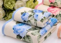 JZGH 3pcs Decorative Flower Cotton Terry Bath Towels Sets for Adults