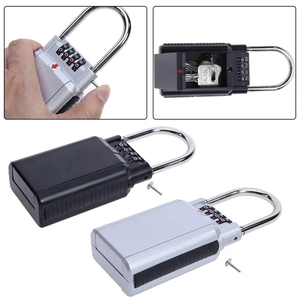 Keyed Locks Secret Security Padlock Key Storage Box Organizer Zinc