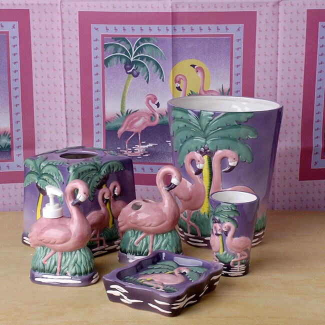 Shop Flamingo Bathroom Accessories Set Free Shipping Today
