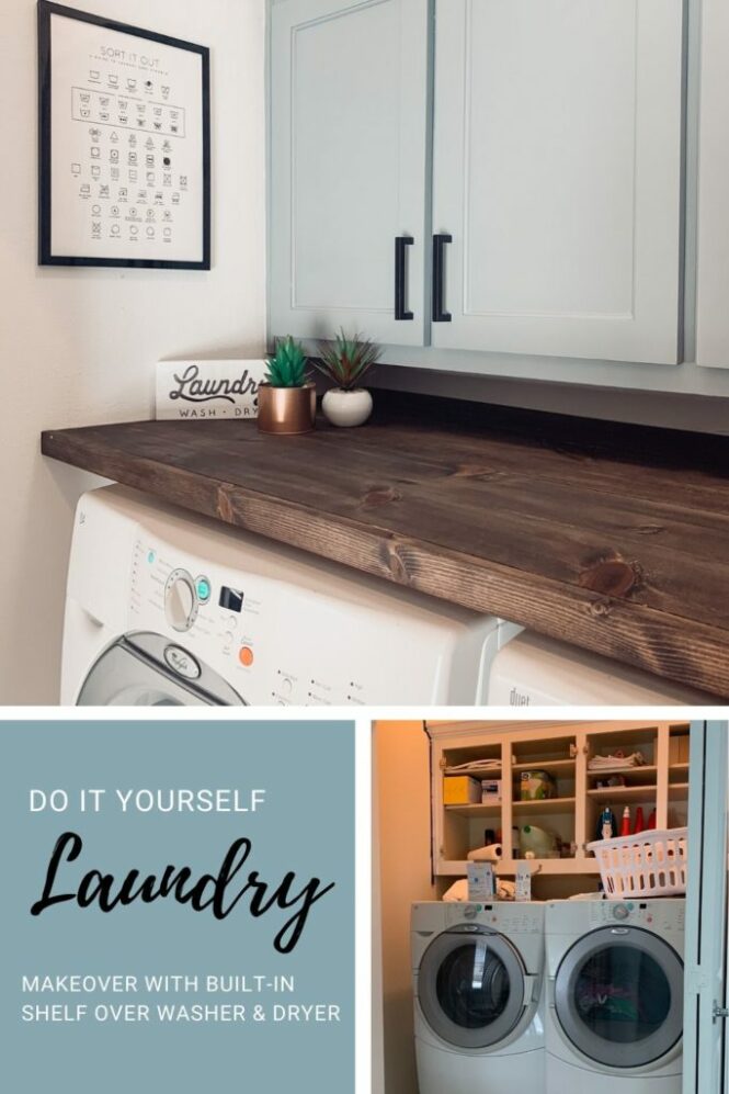 DIY Laundry Room Shelf Over Washer and Dryer Laundry Countertop