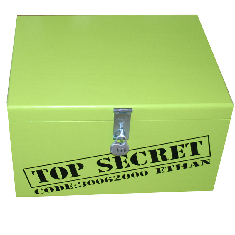 Boys Top Secret XL Wooden Keepsake Storage Box or Small Toy Box Lockable
