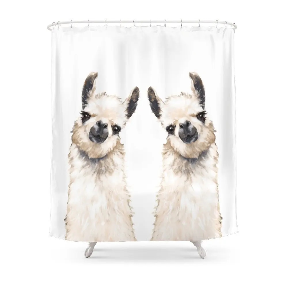 Llama Shower Curtain Waterproof Polyester Fabric Bathroom Decor Multi