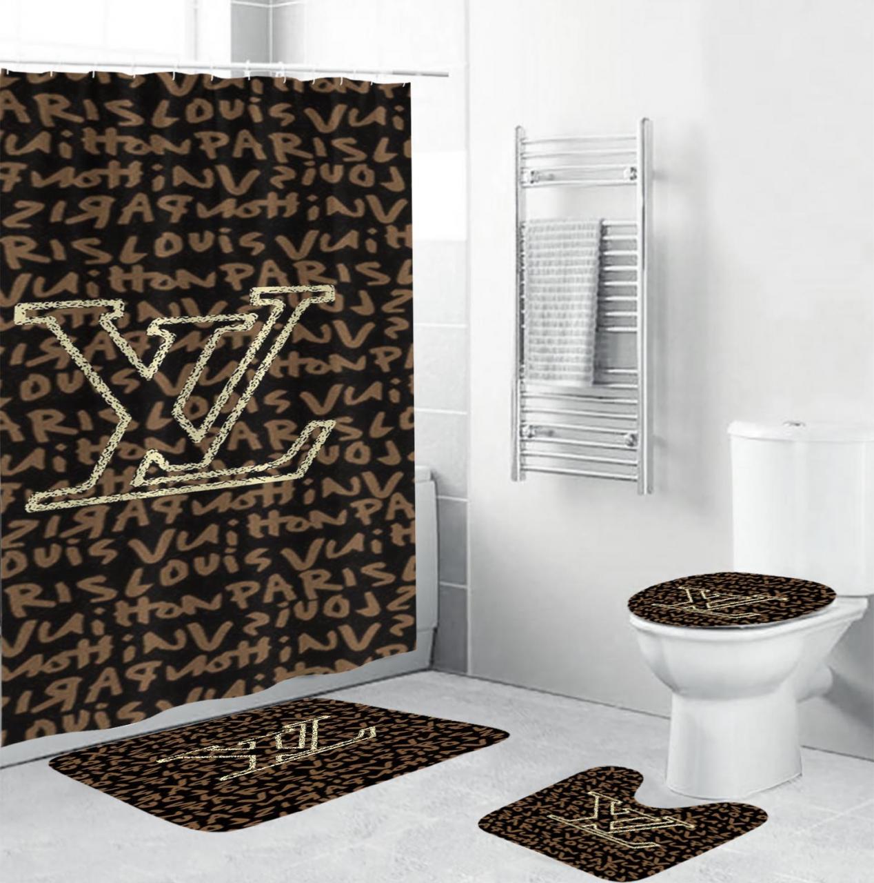 Louis Vuitton Glitter Logo And Brown Markers Monogram Bathroom Set With