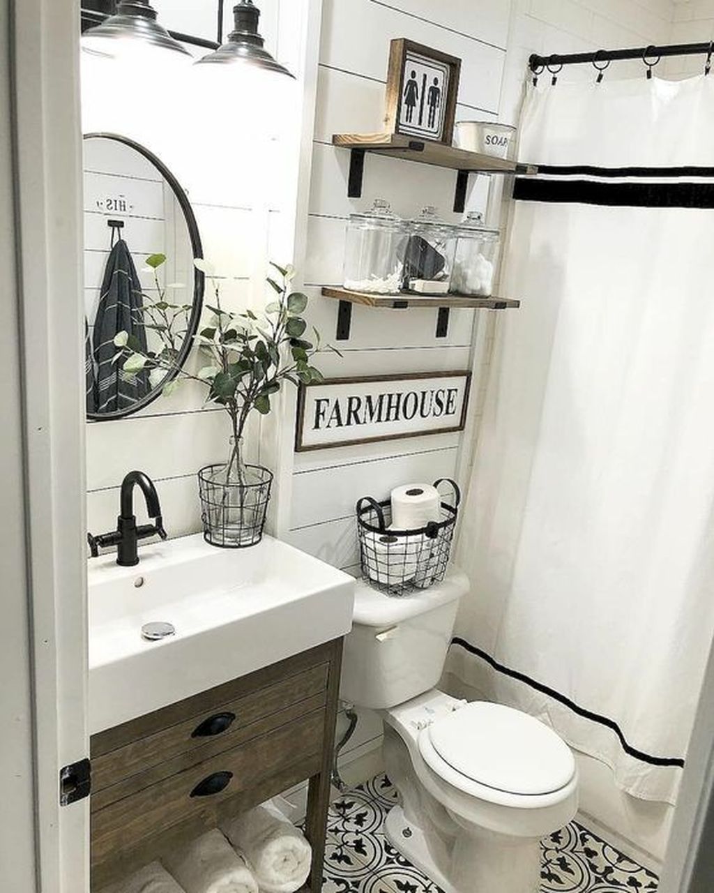 Lovely Relaxing Farmhouse Bathroom Decor Ideas 29 HOMYHOMEE