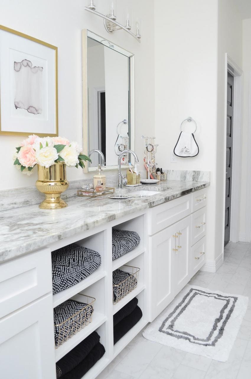 Glam Gold & White Master Bathroom Refresh Monica Wants It