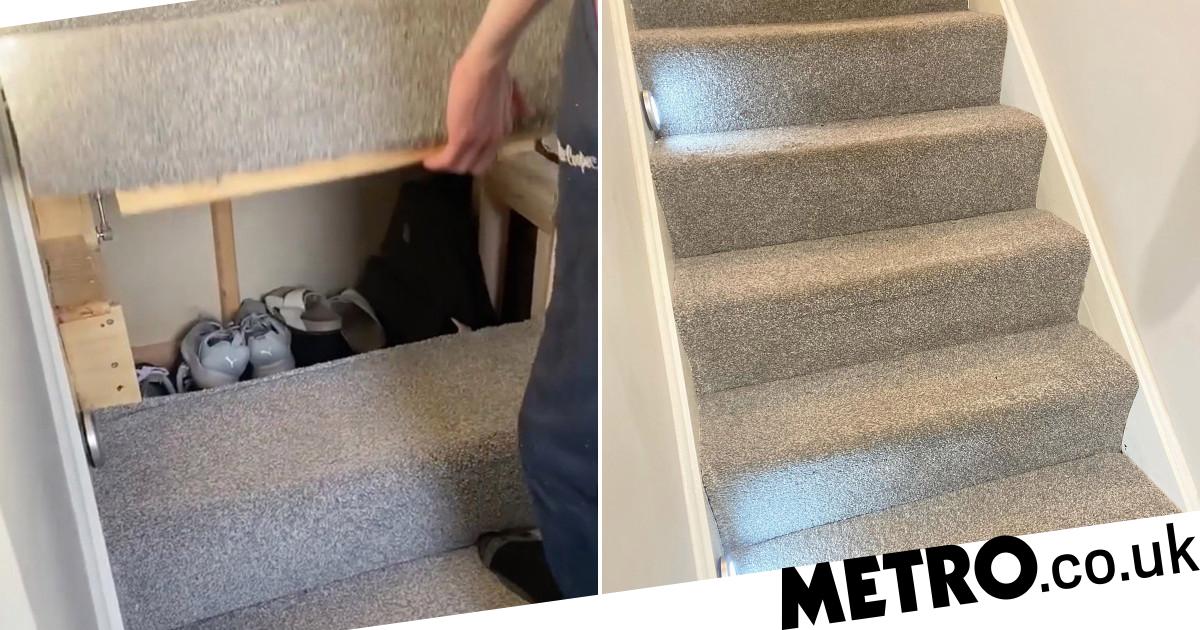 Woman shares genius DIY hack for secret storage spot on the stairs
