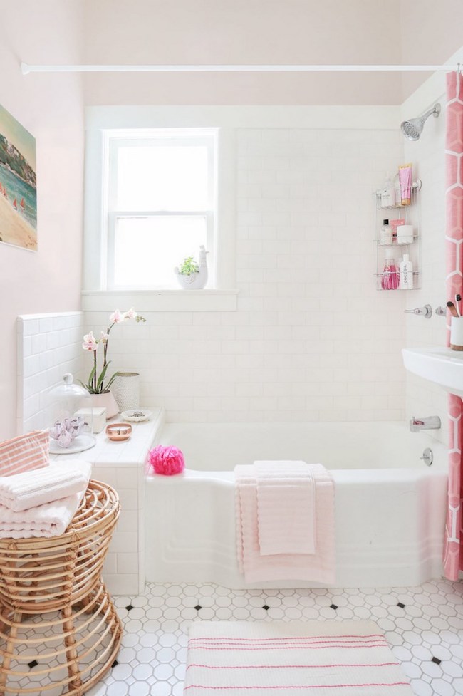 Vintage Bathrooms (My Mint & Pink Bathroom) The Inspired Room