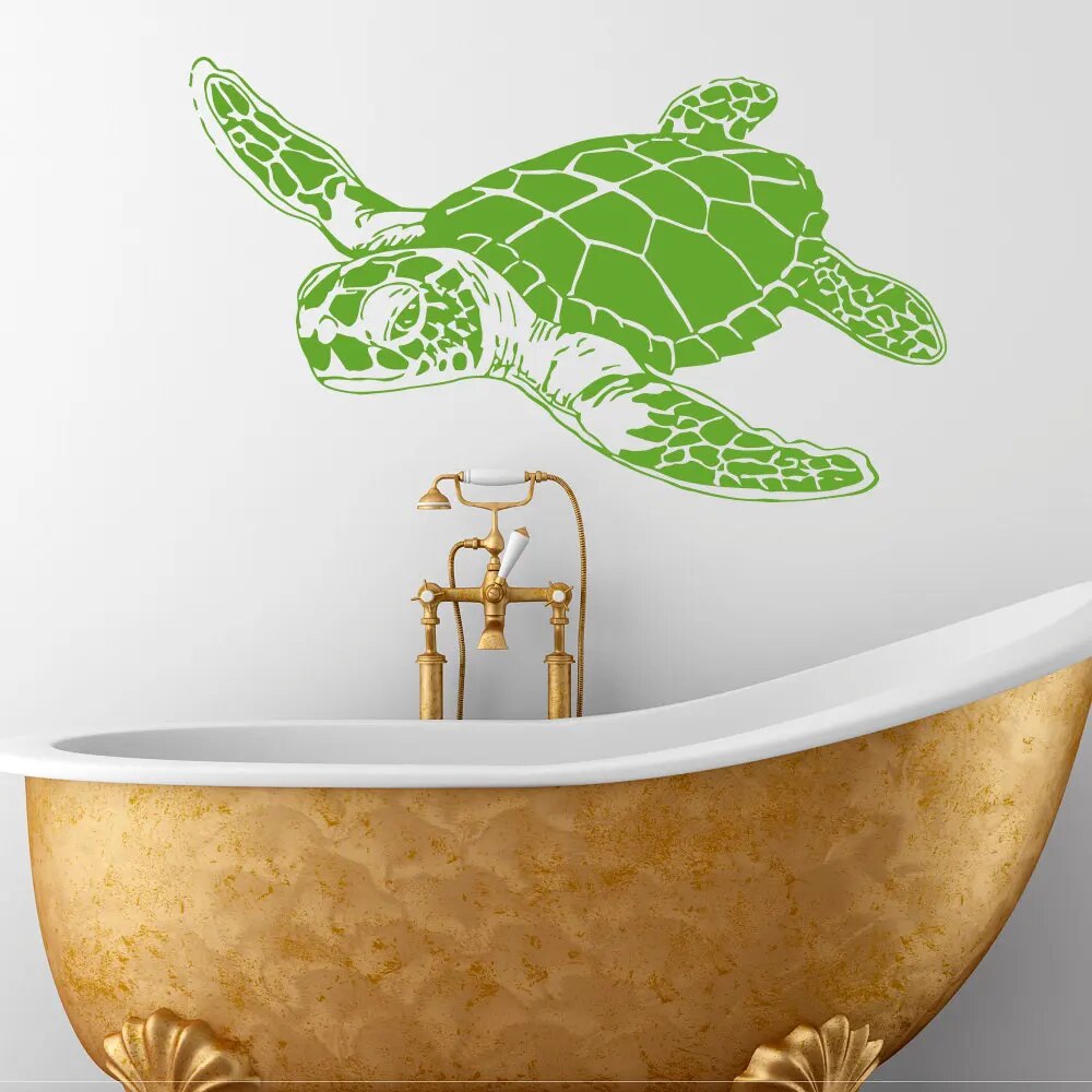 Sea Turtle Animal Wall Art Sticker for Bathroom Bedroom Waterproof Wall