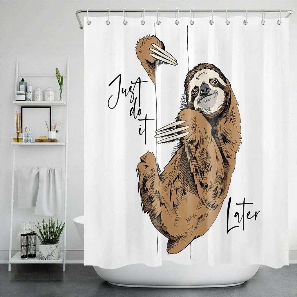 Sloth Shower Curtain Sloth Just Do It Bathroom Curtains Sloth Themed G
