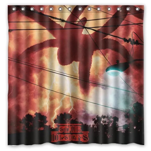 Stranger Things Shower Curtain Waterproof Moldproof Polyester Fabric