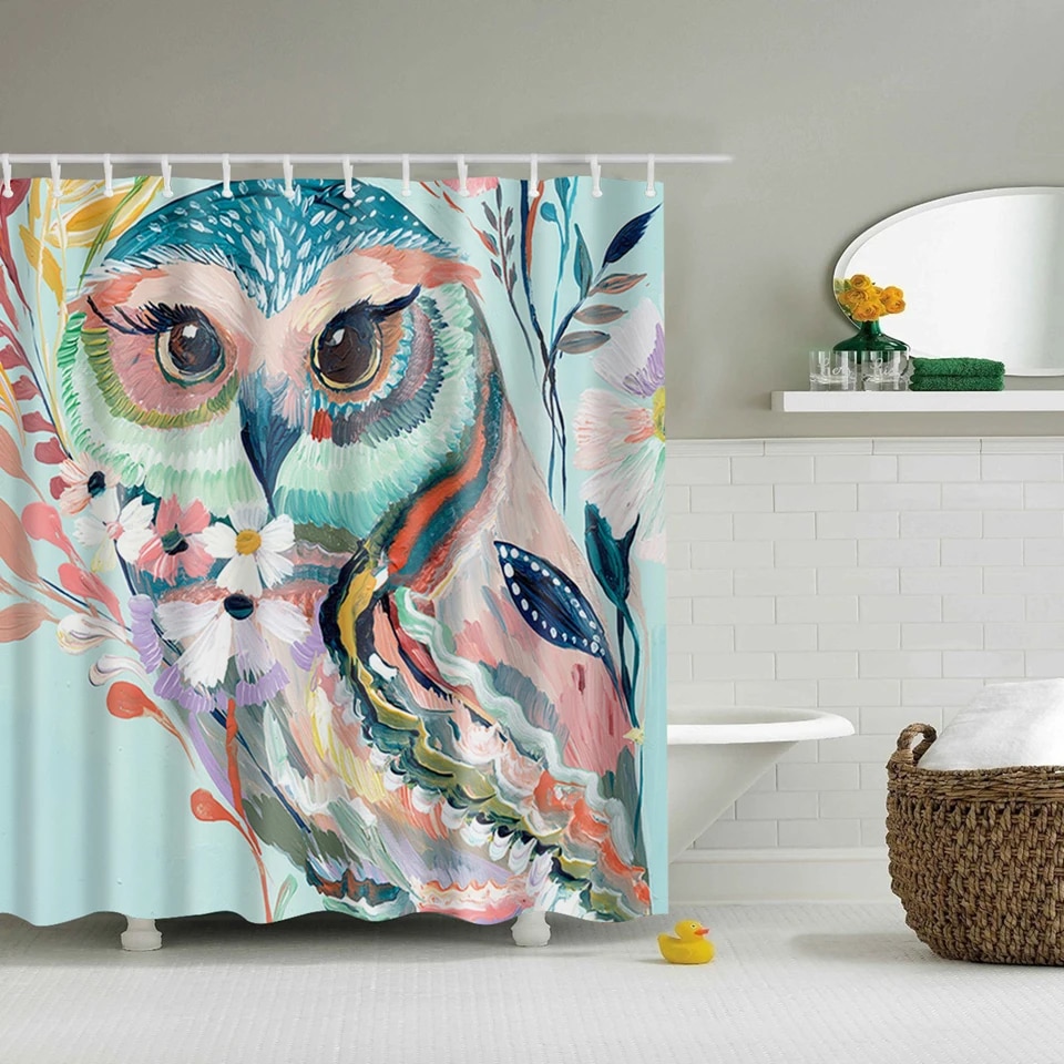 Svetanya owl Print Shower Curtains Bath Products Bathroom Decor with