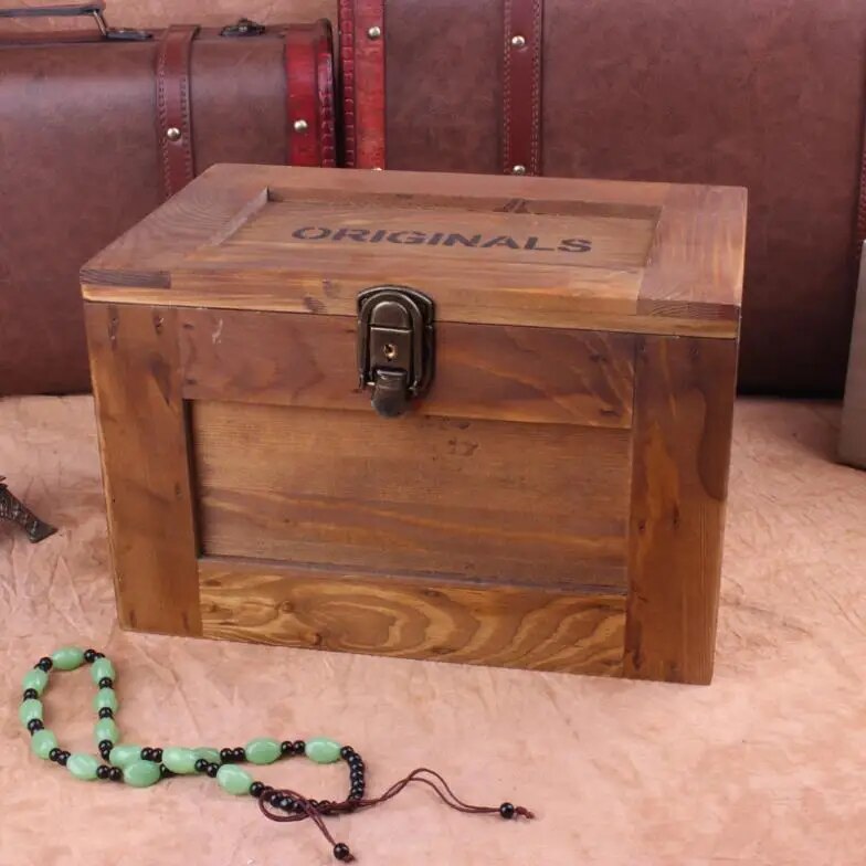 Treasure chest wooden lockable storage box cosmetic secret safe storage