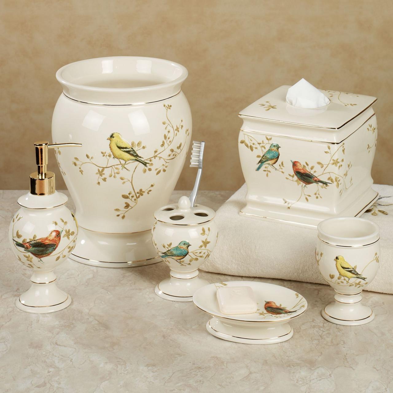 Gilded Bird Ceramic Bath Accessories