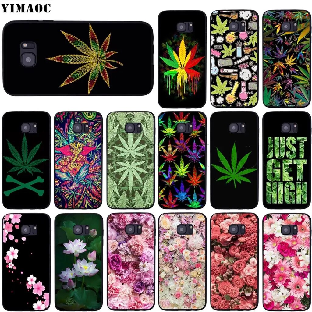 YIMAOC Weed Leaf Soft Silicone Case for Samsung Galaxy S6 S7 Edge S8 S9
