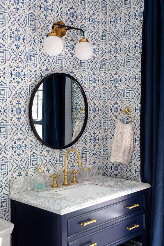 25 Stylish Blue And Gold Bathroom Decor Ideas huntfordbcooper